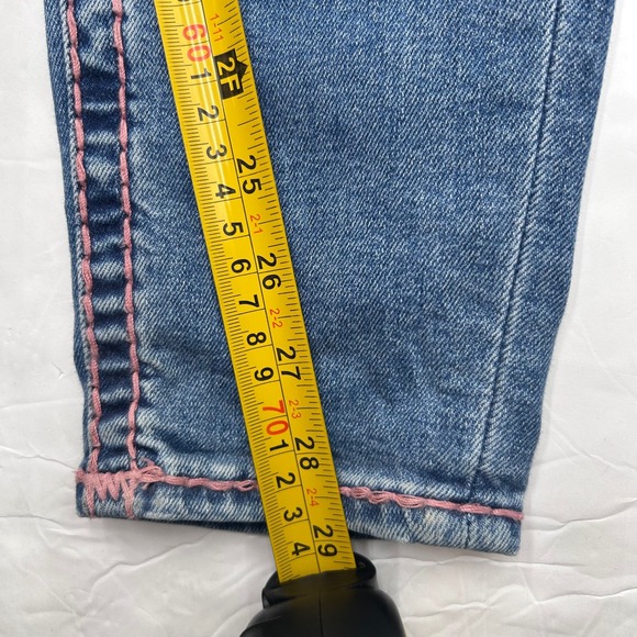 Vintage Y2K True Religion Women/Junior Jeans 27 Blue Denim Pink Stitch Bootcut - Picture 9 of 13